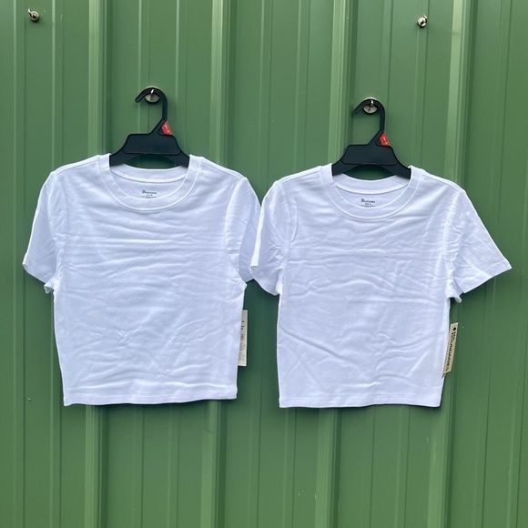 White Cotton Fitted Crop Top 2-Pack Size M - Picture 1 of 6